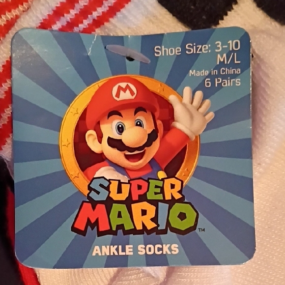 Nintendo Super Mario Men's Crew Socks - Red, White, Blue, Black, Green - Picture 4 of 5
